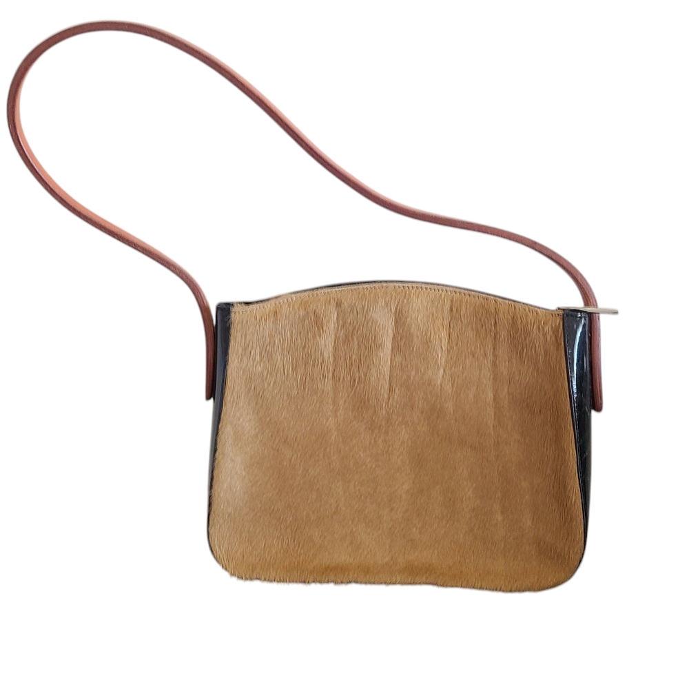 Antonio Scepi Italy Shoulder Bag Pony Hair Patent Purse Satchel Western Basic